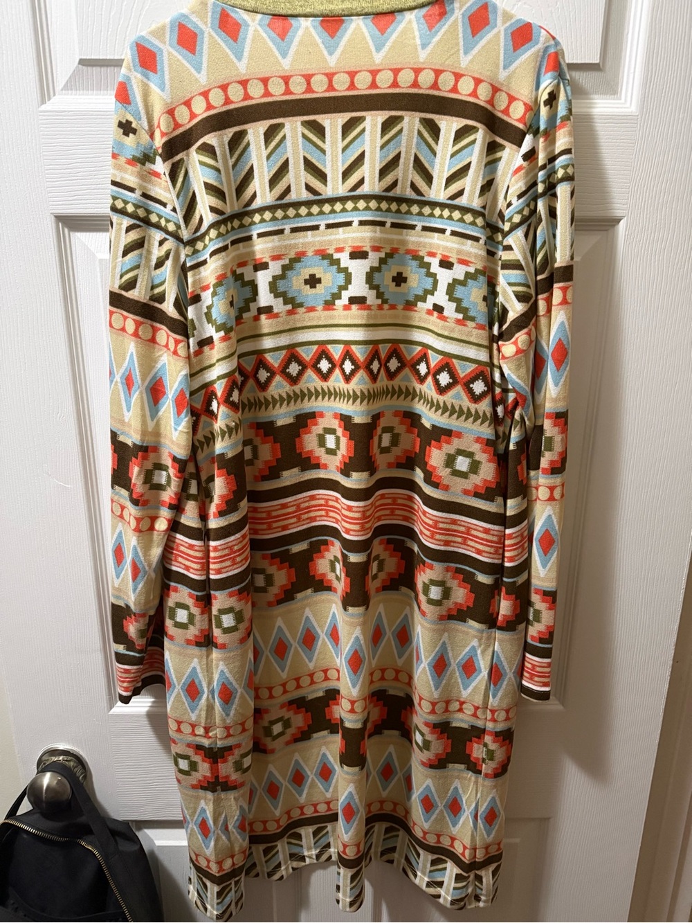 Aztec-Print Open-Front Cardigan in Multicolor - Picture 2 of 3